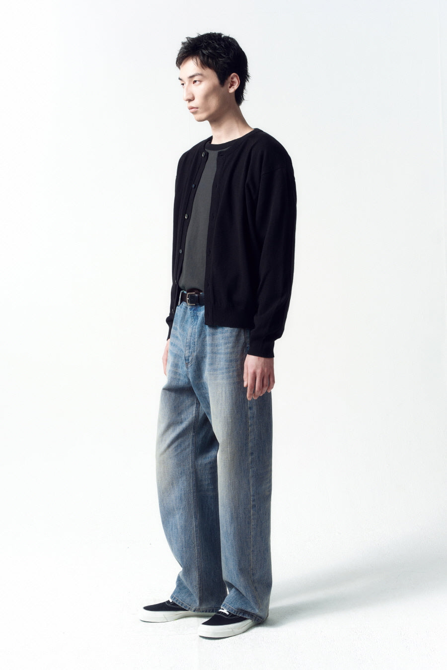 Insilence - Wool Blend Round Neck Cardigan (Black) product image 3 | TRAB K-Fashion Australia