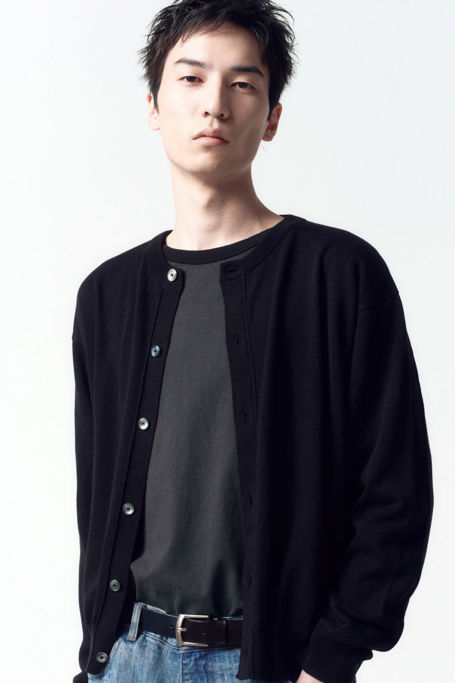 Insilence - Wool Blend Round Neck Cardigan (Black) product image 5 | TRAB K-Fashion Australia