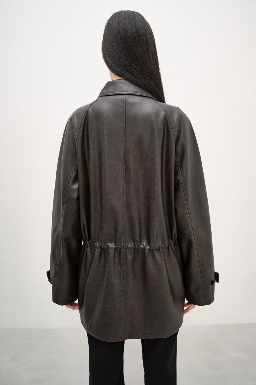 Insilence - Vintage Padded Faux Leather Coat (Washed Brown) product image 6 | TRAB K-Fashion Australia
