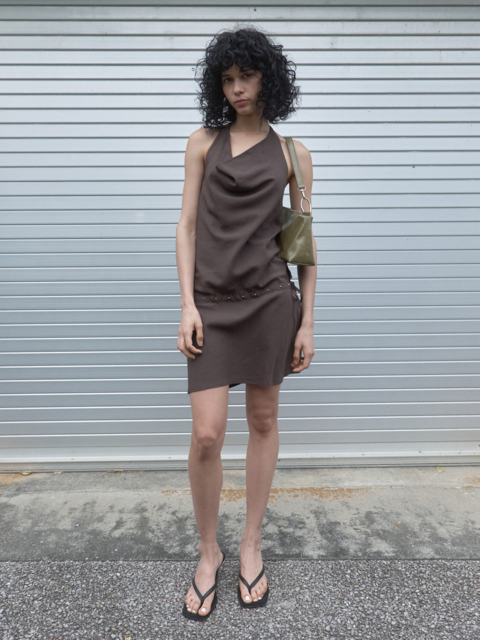 Kijun - Cowl Mini Dress (Brown) product image 1 | TRAB K-Fashion Australia