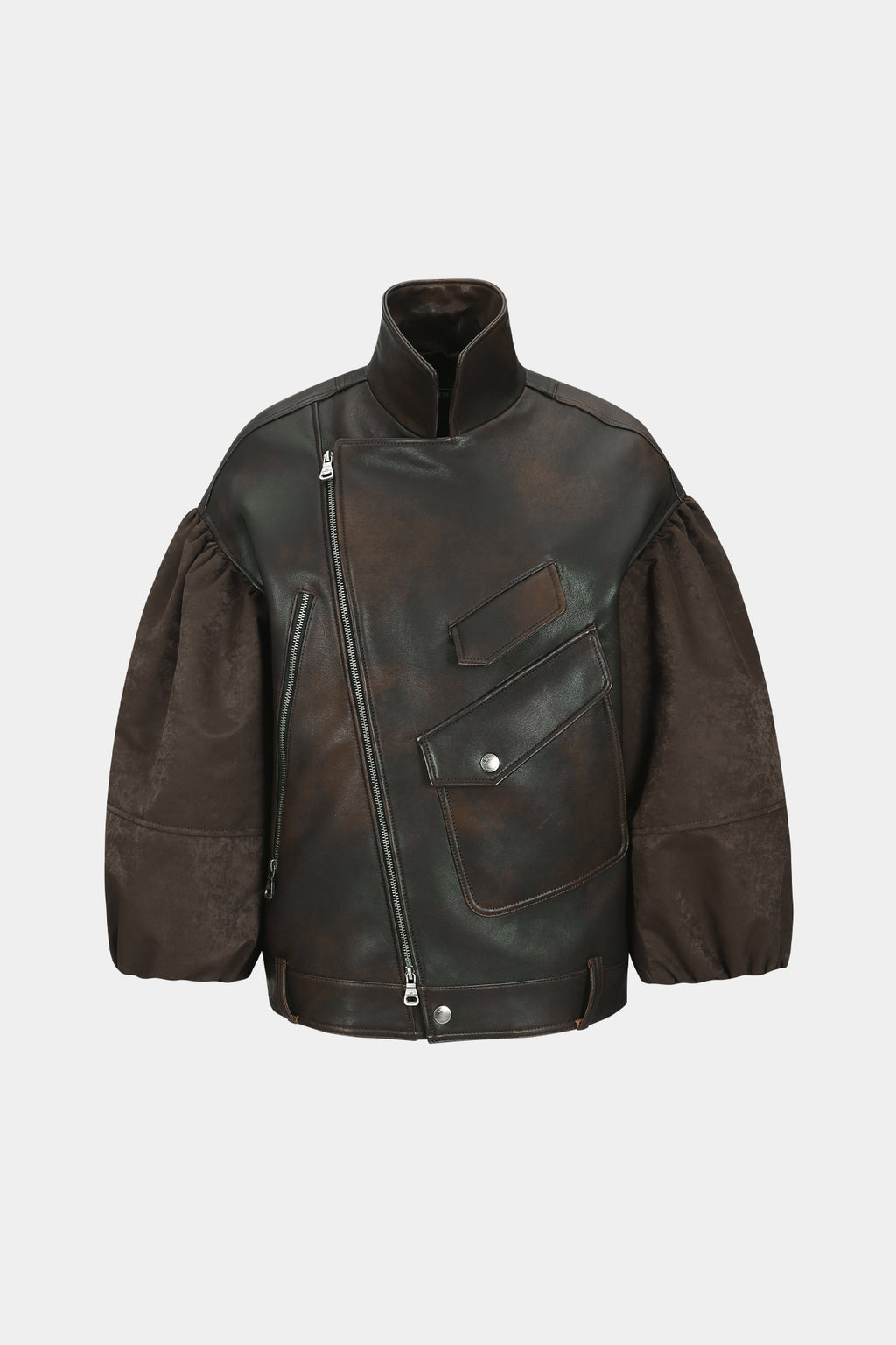 Andersson Bell - Maeve Puff Sleeves Leather Jacket (Brown) product image 7 | TRAB K-Fashion Australia
