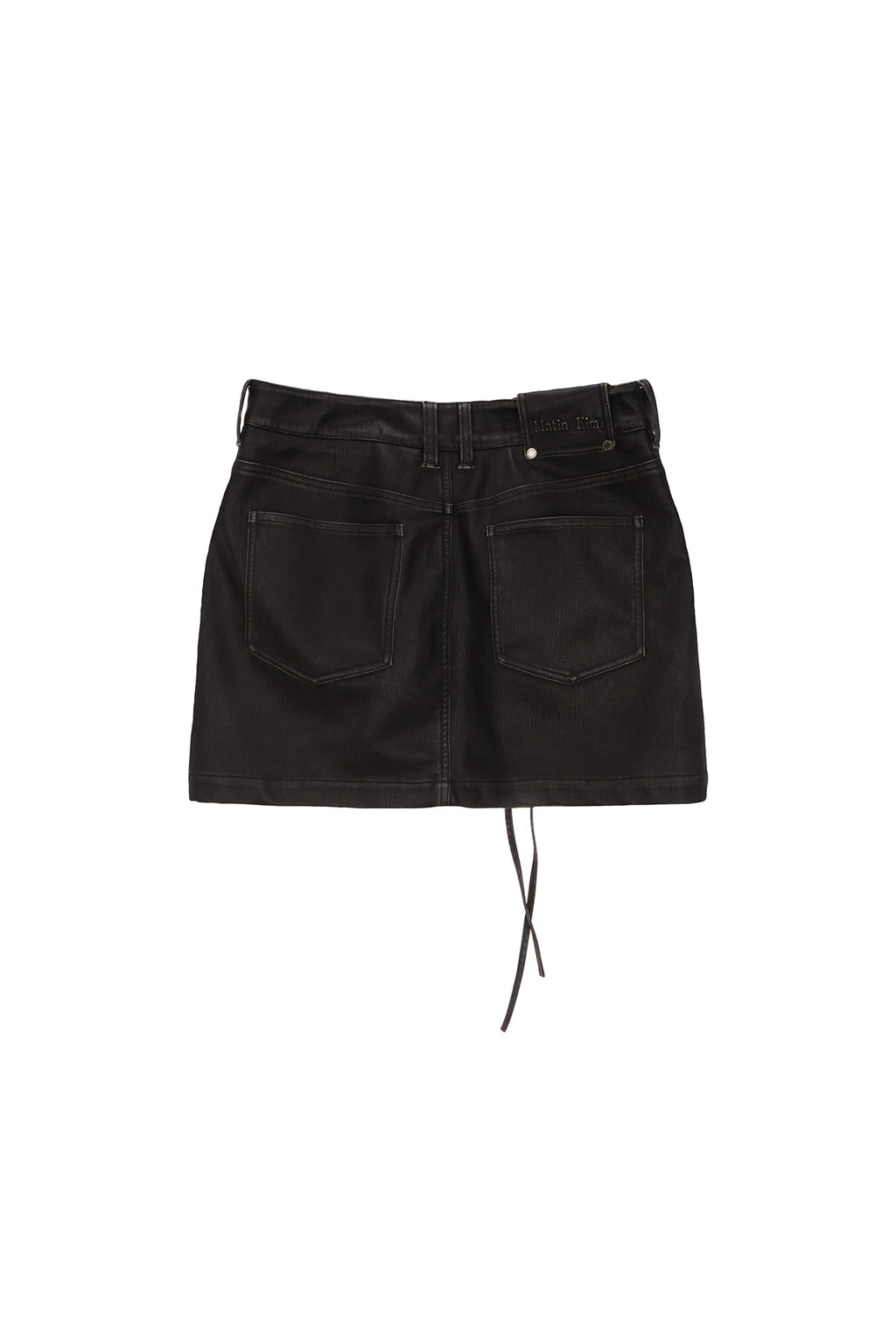 Matin Kim - Zipper Pocket Washed Leather Mini Skirt (Brown) product image 2 | TRAB K-Fashion Australia