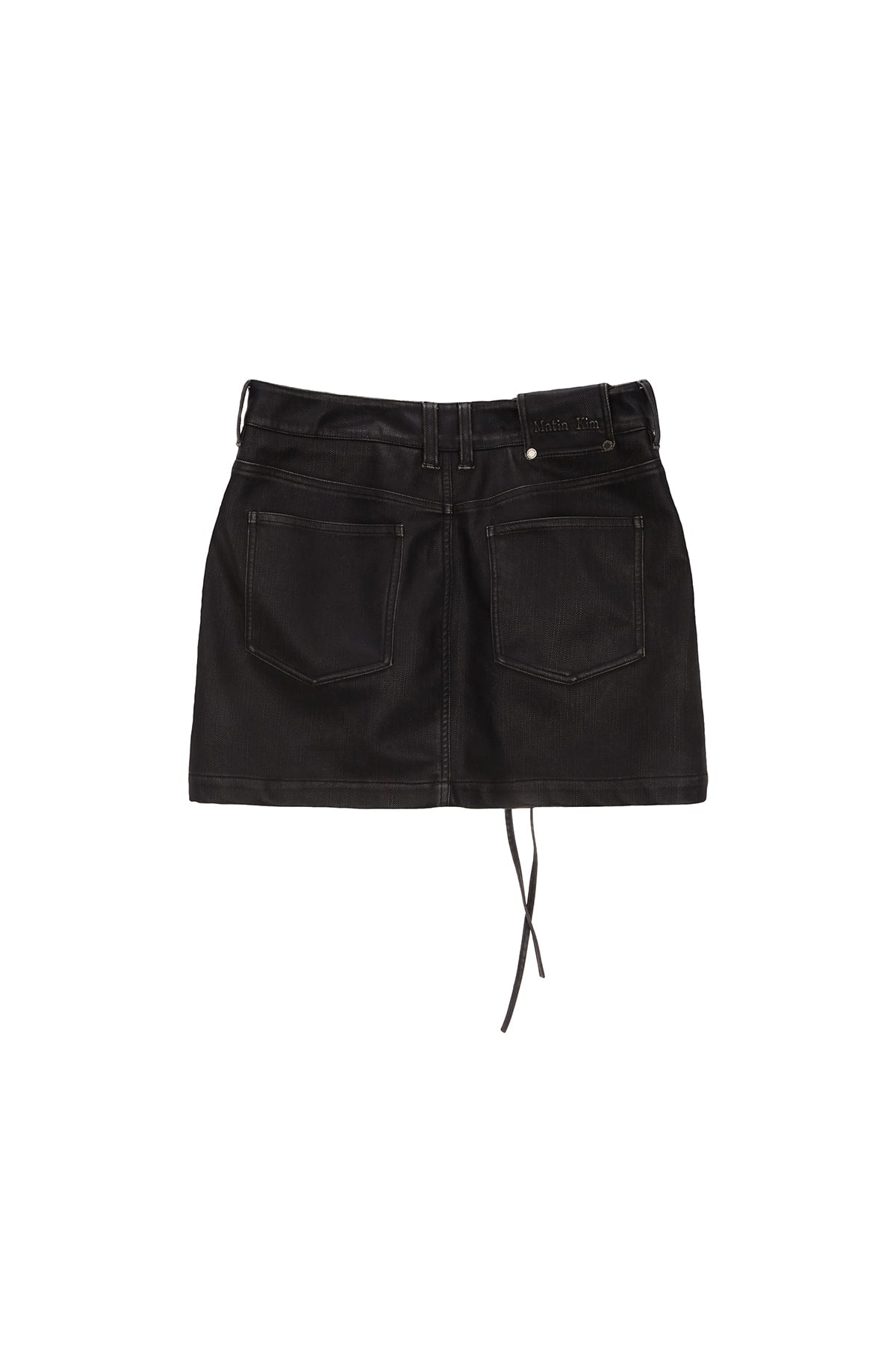 Matin Kim - Zipper Pocket Washed Leather Mini Skirt (Brown) product image 2 | TRAB K-Fashion Australia