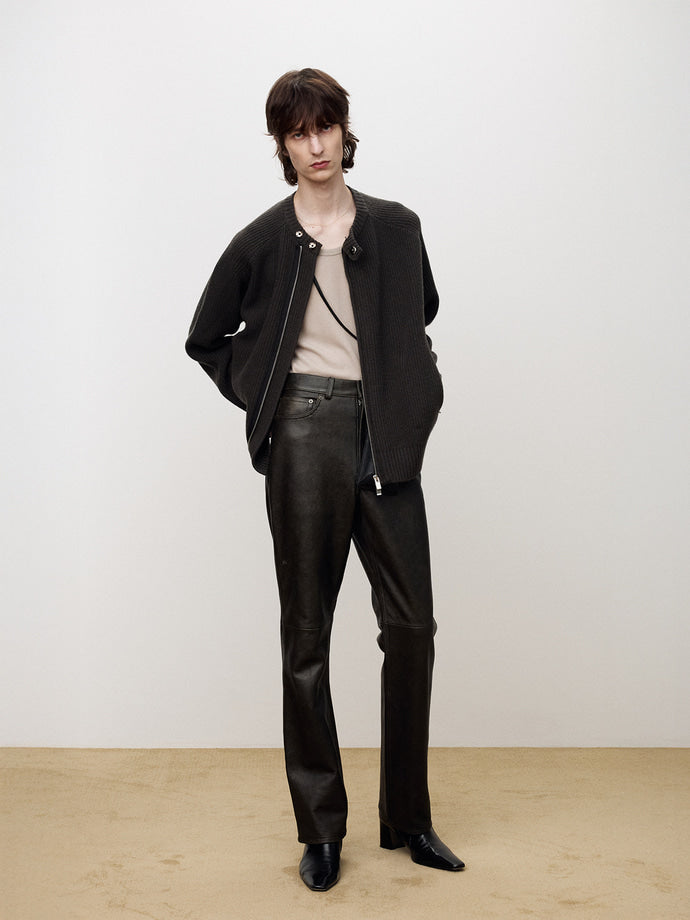 Tonywack - Merino Wool Knitted Zip-Up Jumper (Anthracite) product image 1 | TRAB K-Fashion Australia