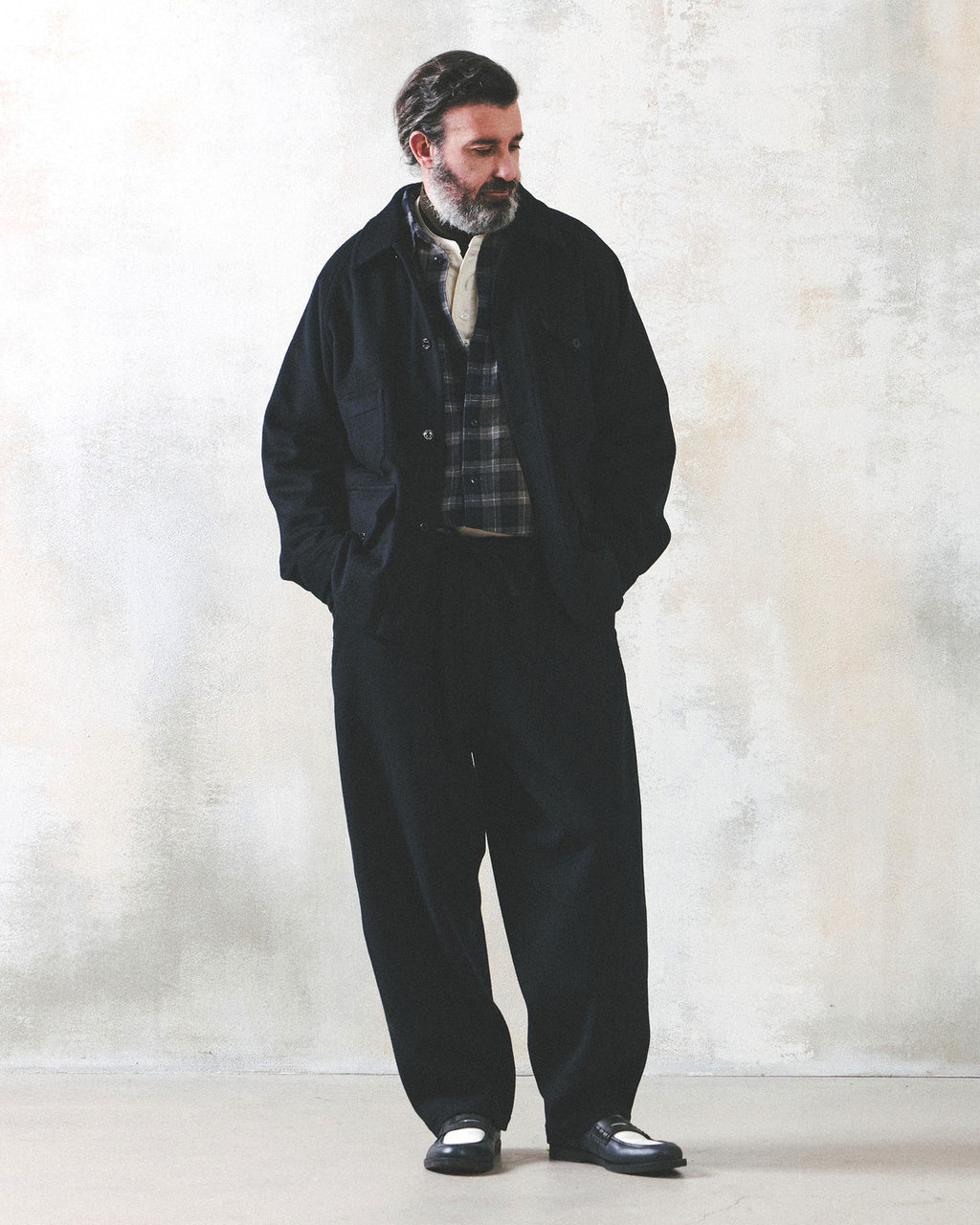 Eastlogue - Lounger Curved Easy Pants (D.navy Wool) product image 4 | TRAB K-Fashion Australia