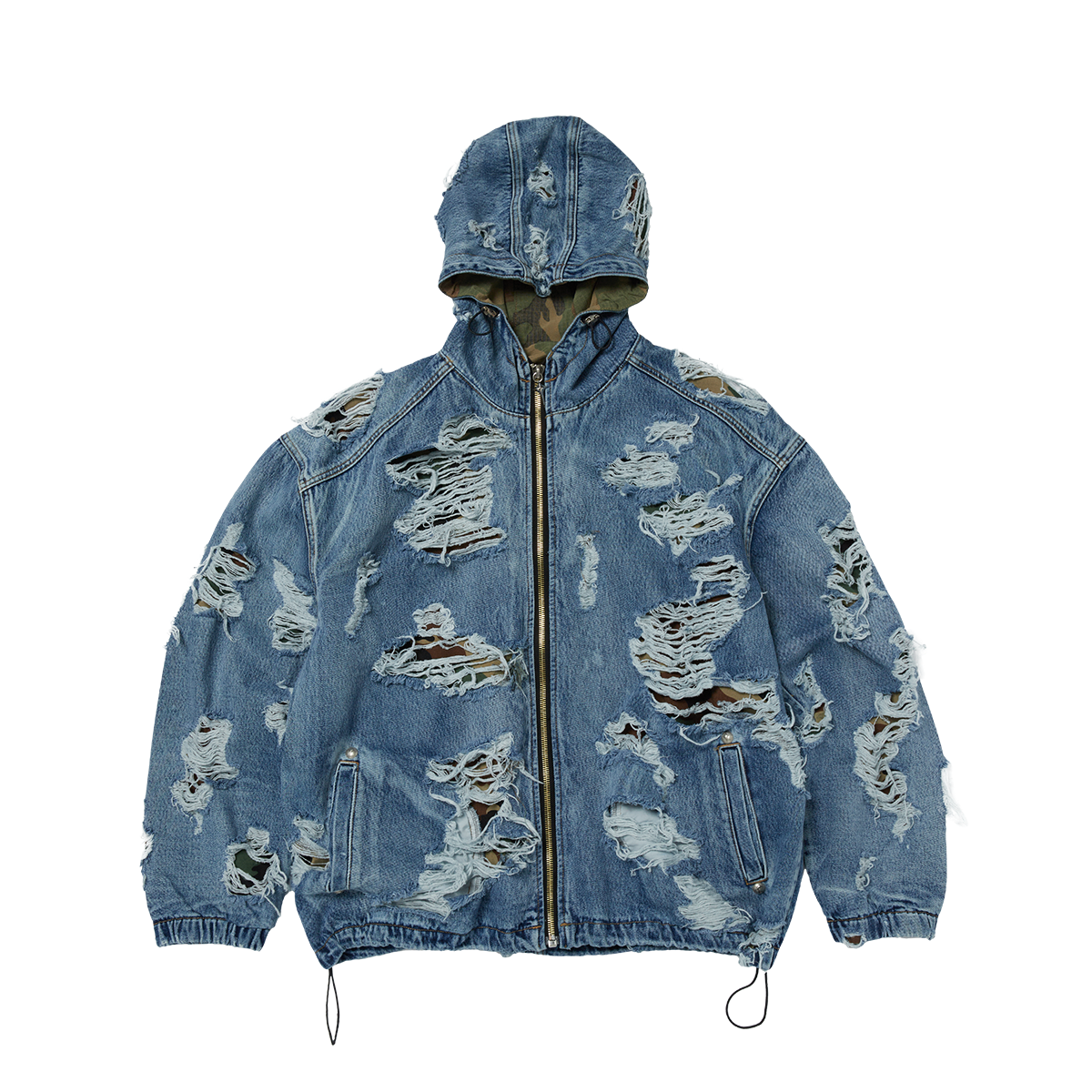 Thug Club - Hell Denim Camo Hooded Zip-Up (Blue) product image 1 | TRAB K-Fashion Australia