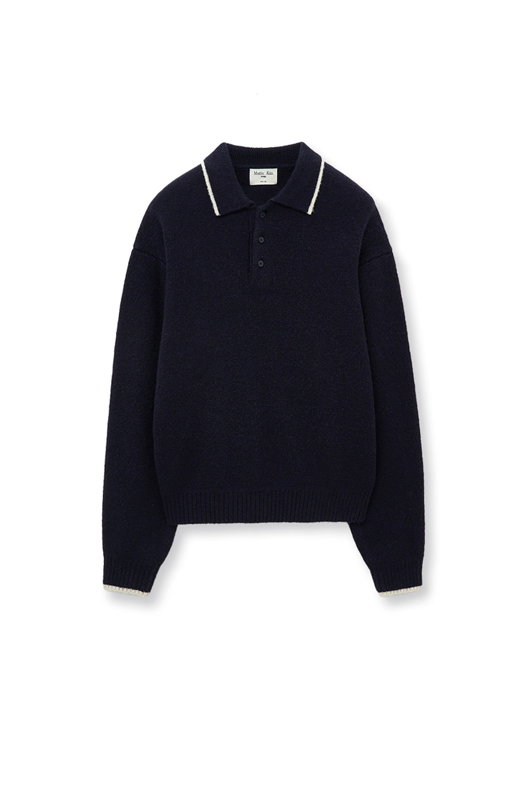 Matin Kim - Back Logo Collar Knit Top (Dark Navy) product image 10 | TRAB K-Fashion Australia