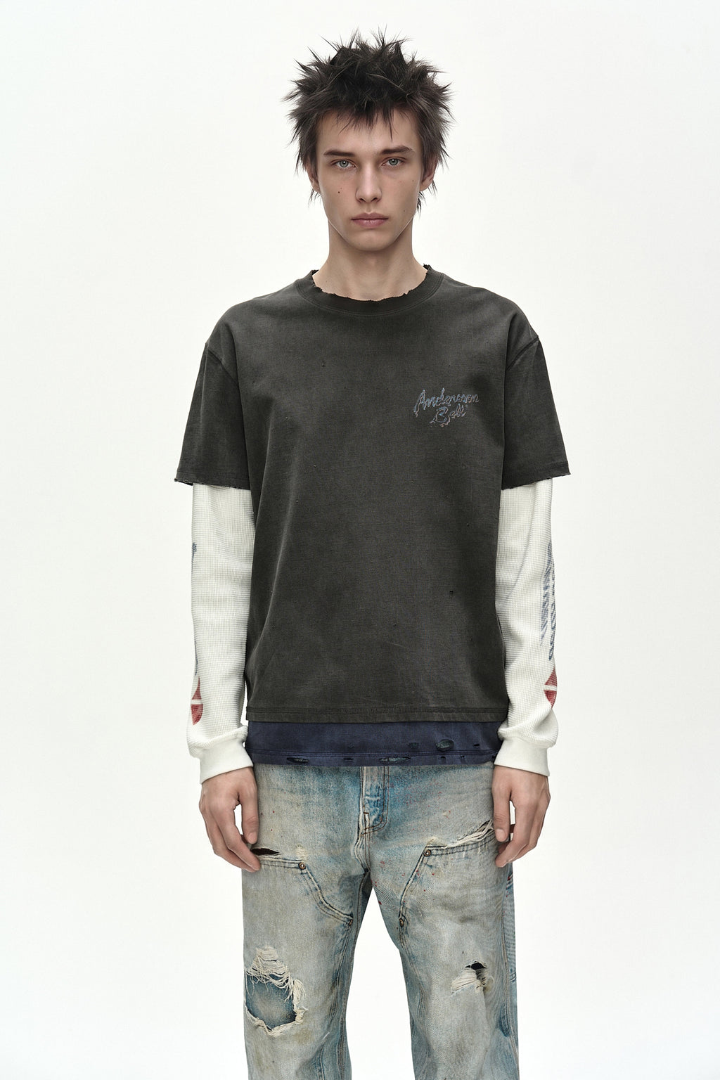 Andersson Bell - Distress Layered Long Sleeve T-Shirt (charcoal) (Charcoal) product image 4 | TRAB K-Fashion Australia