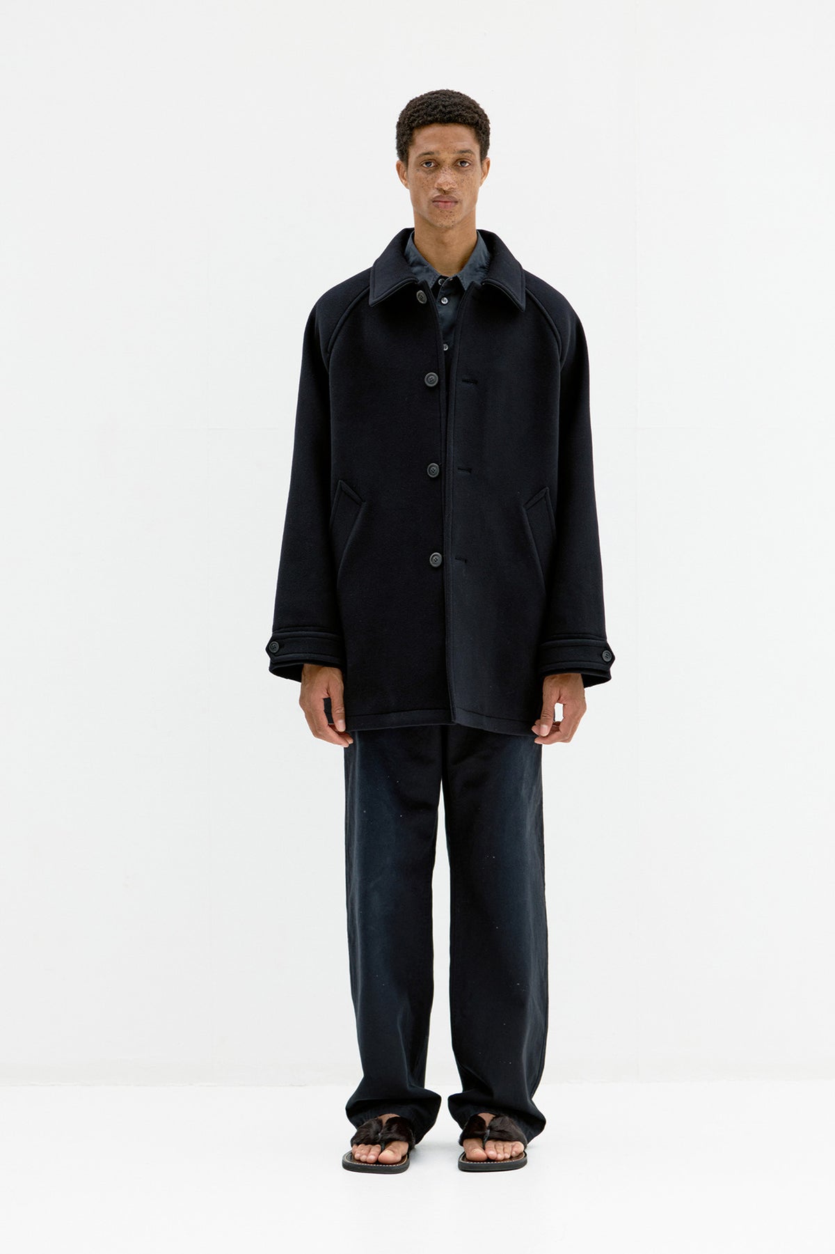 Coor - Fake Leather Trim Bellandi Half Coat (Black) product image 2 | TRAB K-Fashion Australia