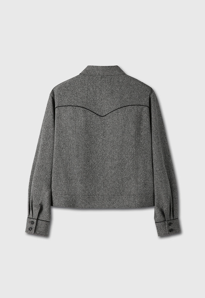 Tonywack - Caviar Wool Flannel Piping Western Jacket (Tweed Grey) product image 9 | TRAB K-Fashion Australia