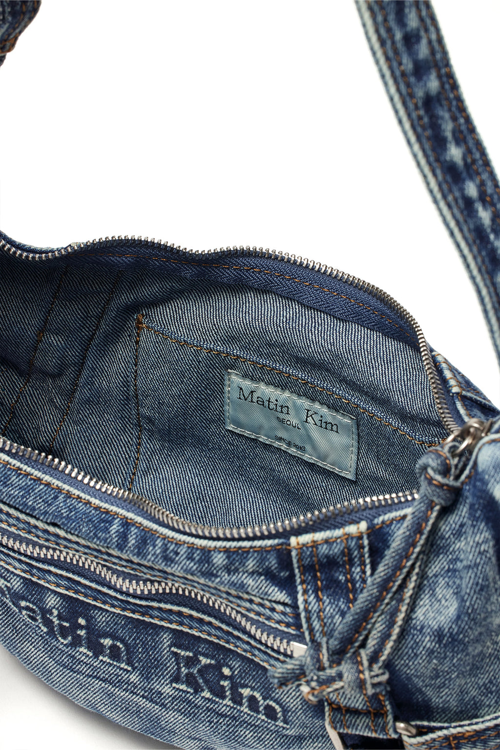Matin Kim - Matin Washed Denim Mini Hobo Bag (Blue) product image 4 | TRAB K-Fashion Australia
