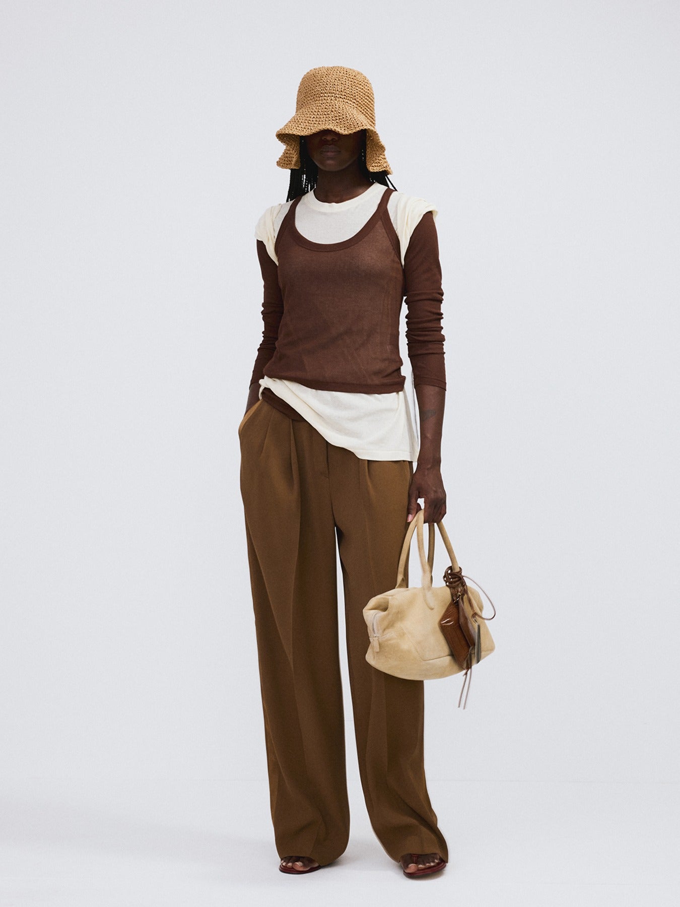 Recto - Tuxedo Detail Fluid Suit Pants (Ochre) product image 1 | TRAB K-Fashion Australia