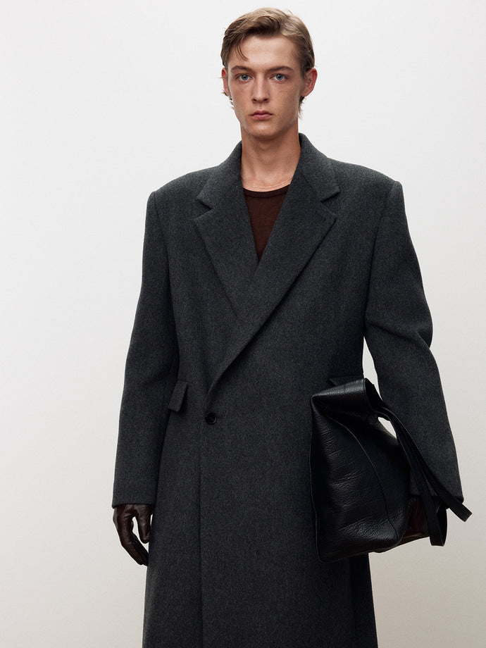 Tonywack - Wool And Cashmere Tailored Wrap Coat (Dark Grey) product image 9 | TRAB K-Fashion Australia