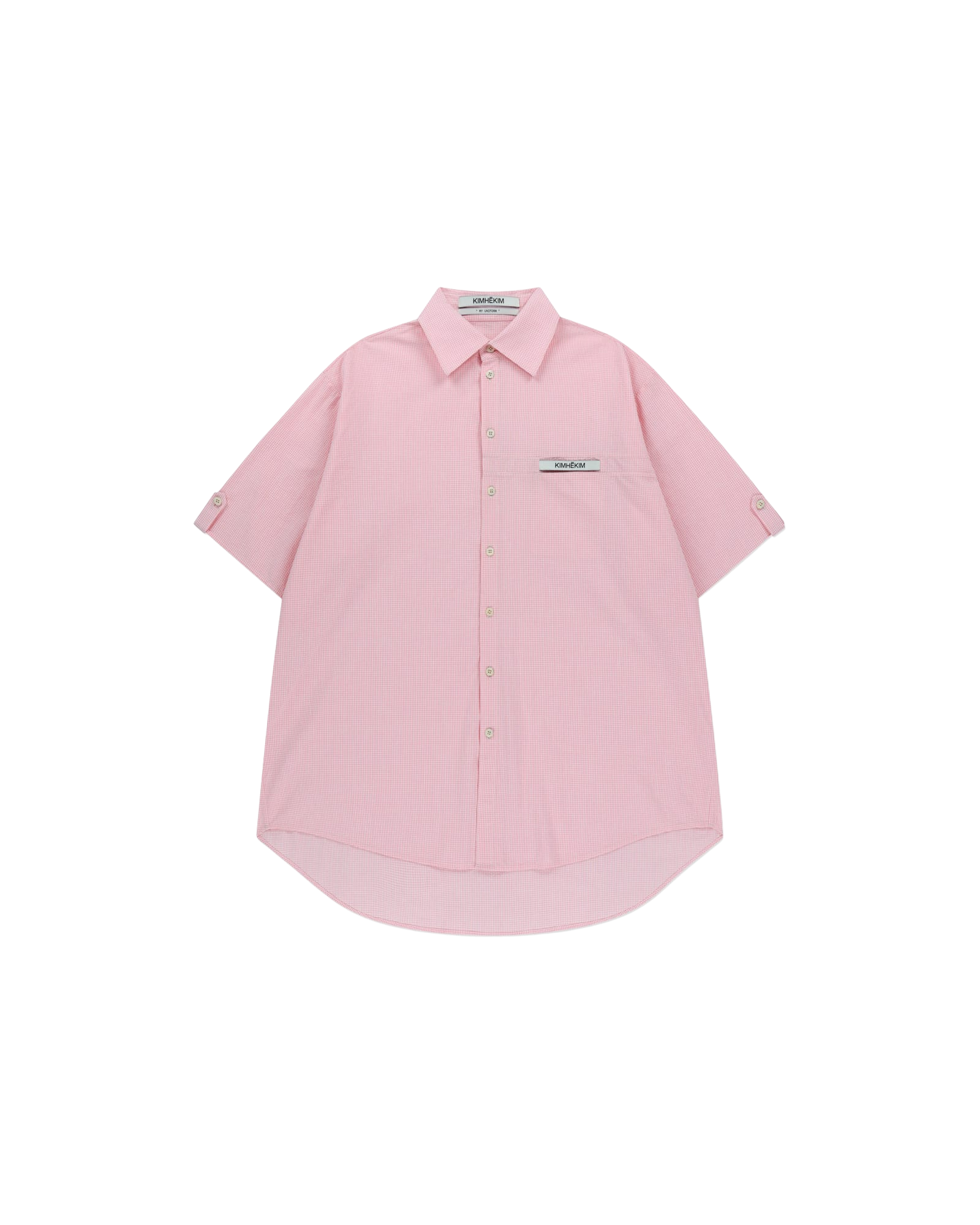 Kimhe Kim - Stripped Label Short Sleeves Shirt (Pink) product image 1 | TRAB K-Fashion Australia