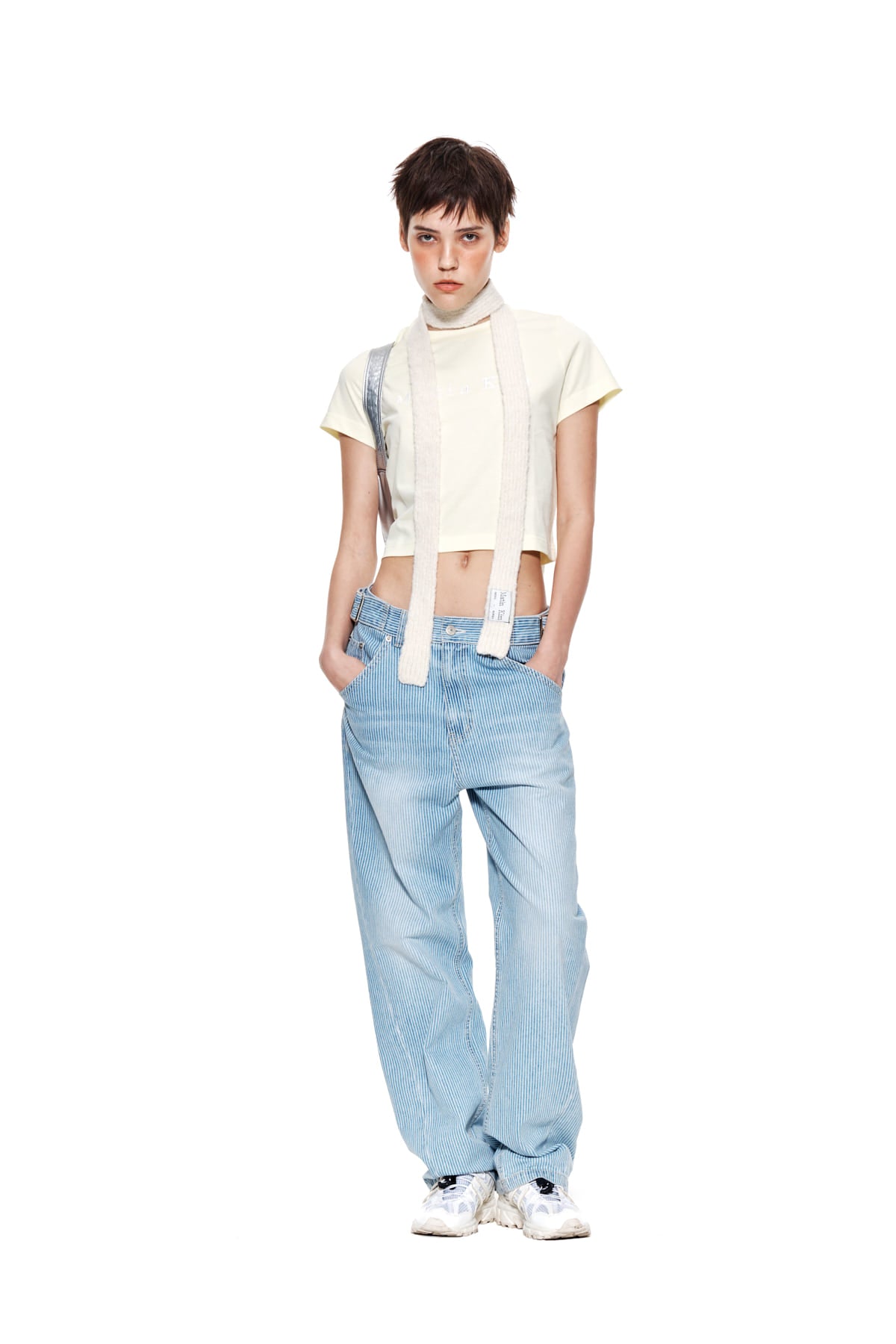 Matin Kim - Matin Embroidery Logo Crop Top (Light Yellow) product image 8 | TRAB K-Fashion Australia