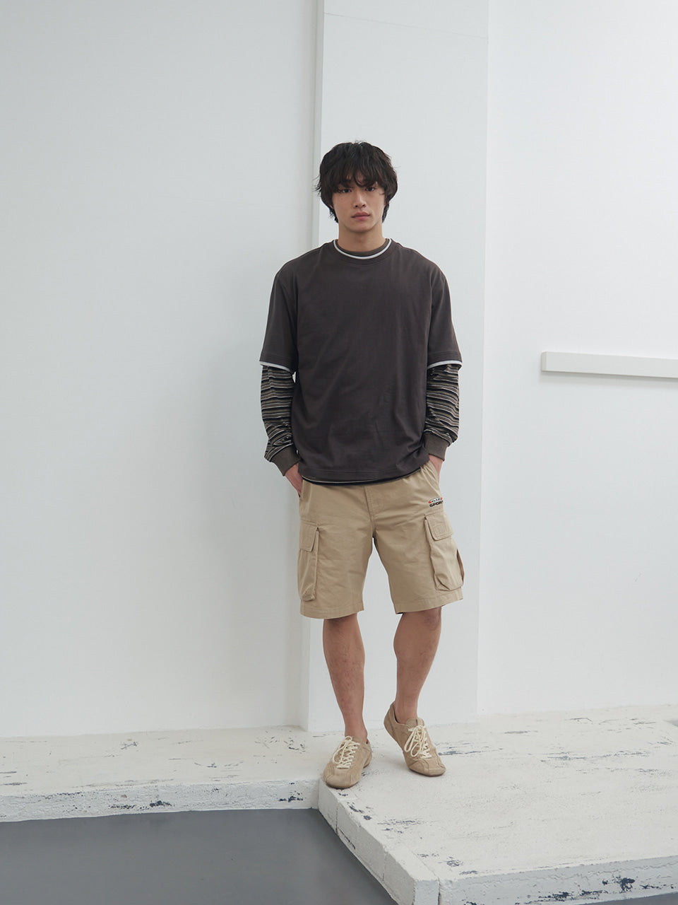 Kijun - Double Layered Tee (Brown) product image 3 | TRAB K-Fashion Australia