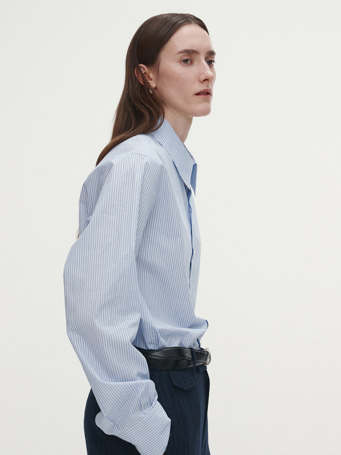 Tonywack - Cut Out Stripe Cotton Shirt (Sky Blue Stripe) product image 5 | TRAB K-Fashion Australia