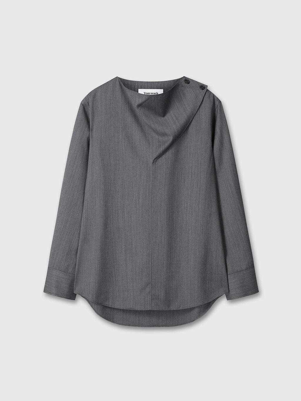 Tonywack - Herringbone Wool Cowl-Neck Blouse (Mid-Grey Herringbone) product image 10 | TRAB K-Fashion Australia