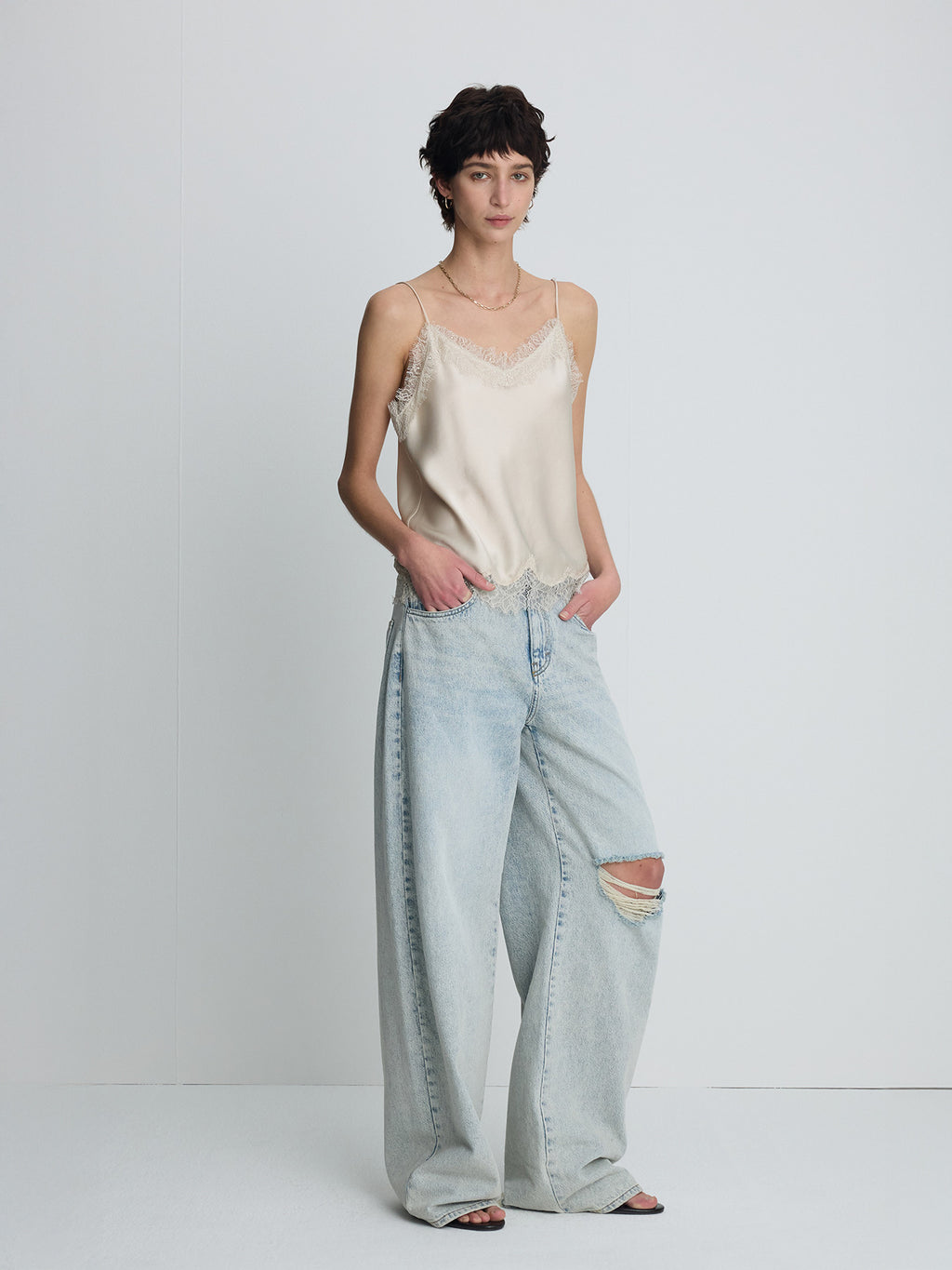 Tonywack - Distressed Wide-Leg Denim Jeans (Washed Light Blue) product image 2 | TRAB K-Fashion Australia