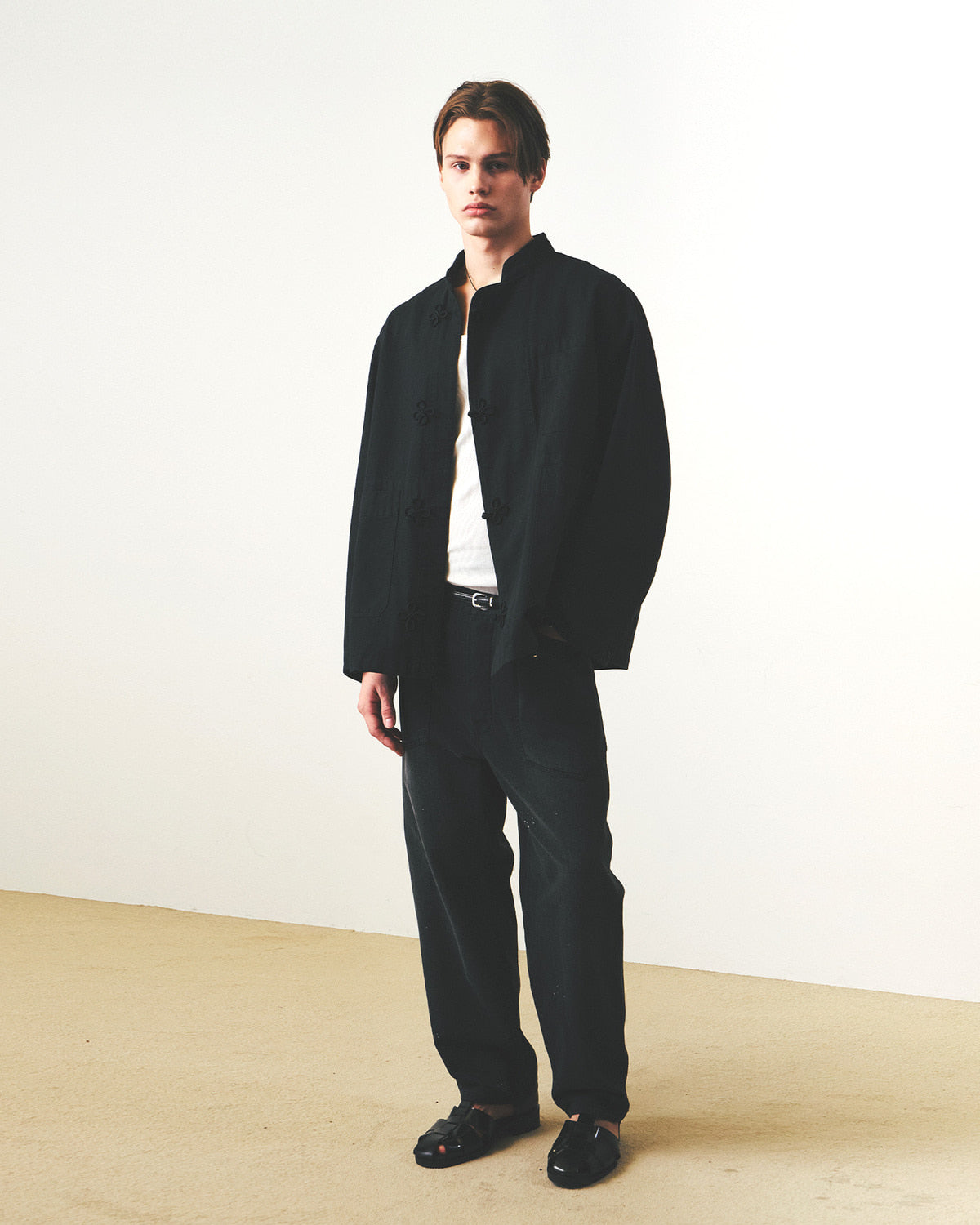 Eastlogue - Lotus Coverall Chore Jacket (Black Herringbone) product image 4 | TRAB K-Fashion Australia