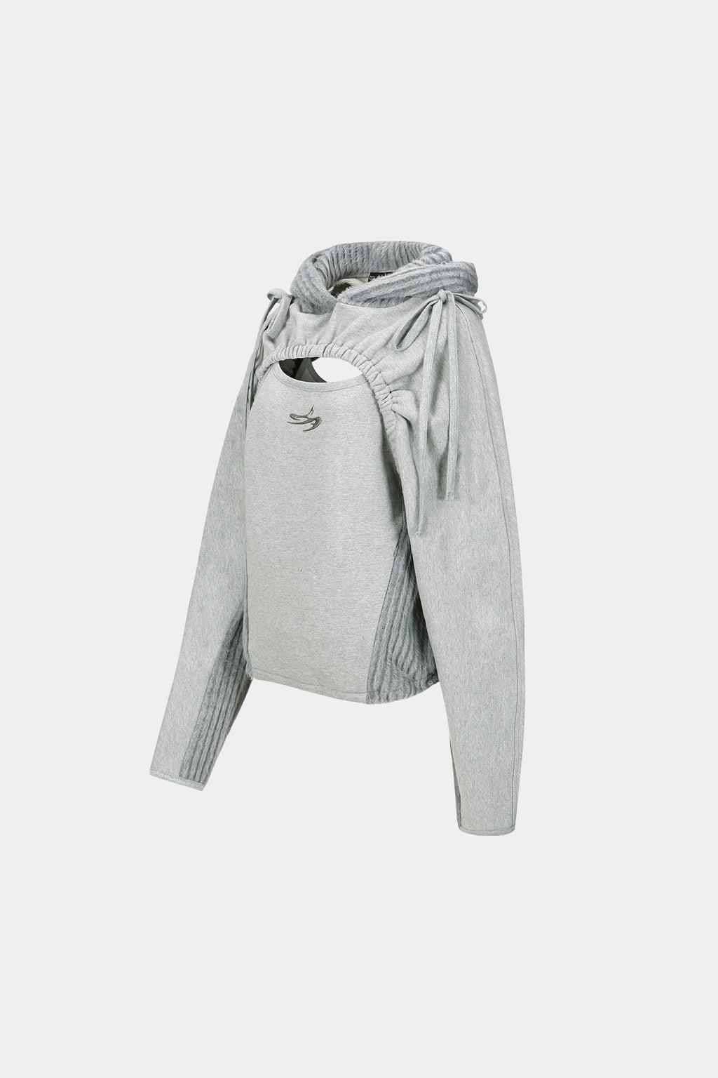 Andersson Bell - (essential) Cut Out Shirring Hoodie (Melange Grey) product image 7 | TRAB K-Fashion Australia