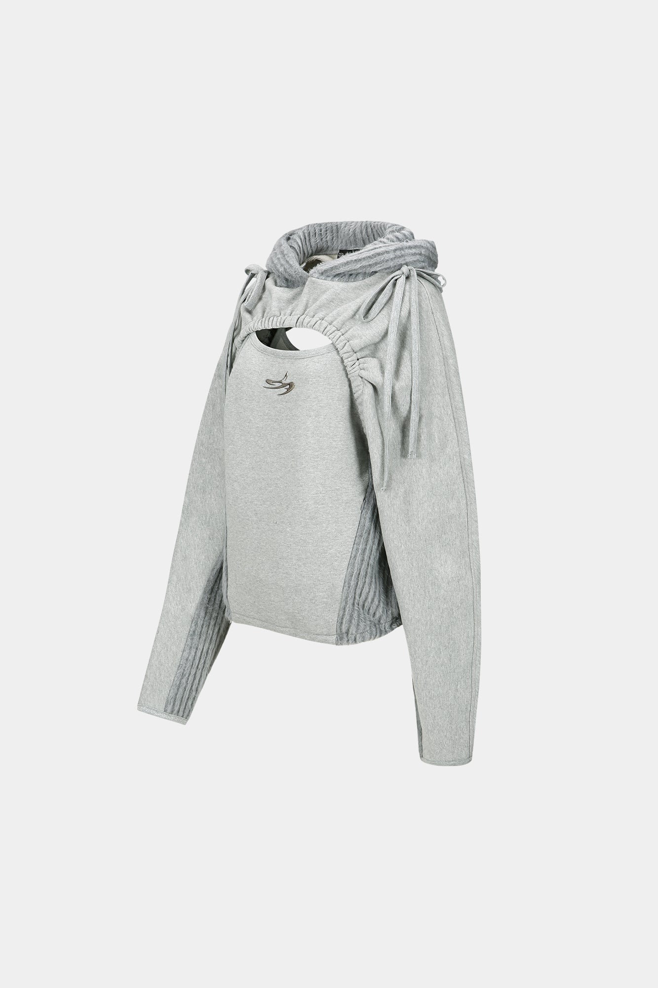 Andersson Bell - (essential) Cut Out Shirring Hoodie (Melange Grey) product image 7 | TRAB K-Fashion Australia