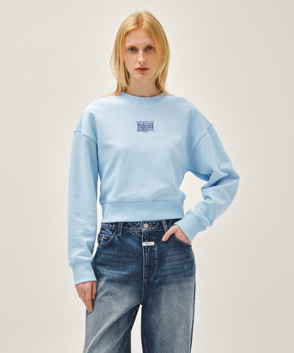 Marithe & Francois Girbaud - Flower Classic Logo Crop Sweatshirt (Sky Blue) product image 1 | TRAB K-Fashion Australia