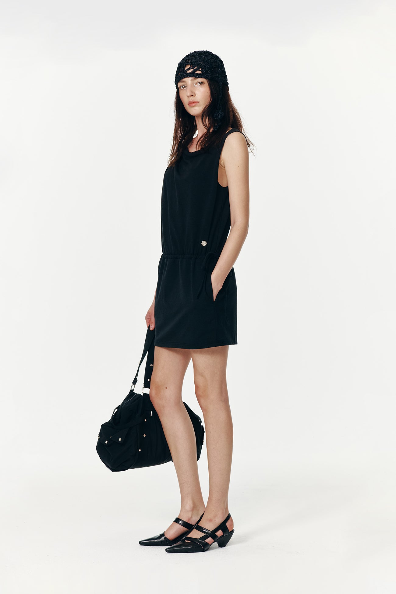 Deinet - Deinet Drape Sleeveless Dress (Black) product image 6 | TRAB K-Fashion Australia