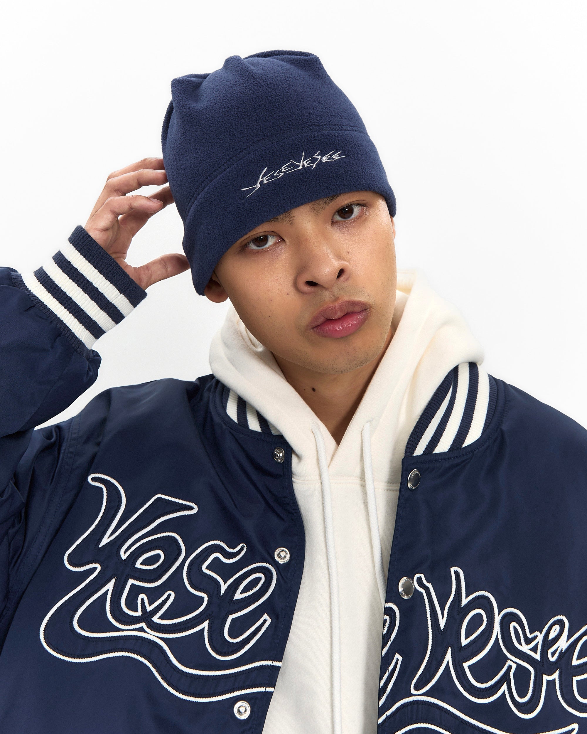 yeseyesee - Y.E.S Fleece Beanie (Navy) product image 2 | TRAB K-Fashion Australia