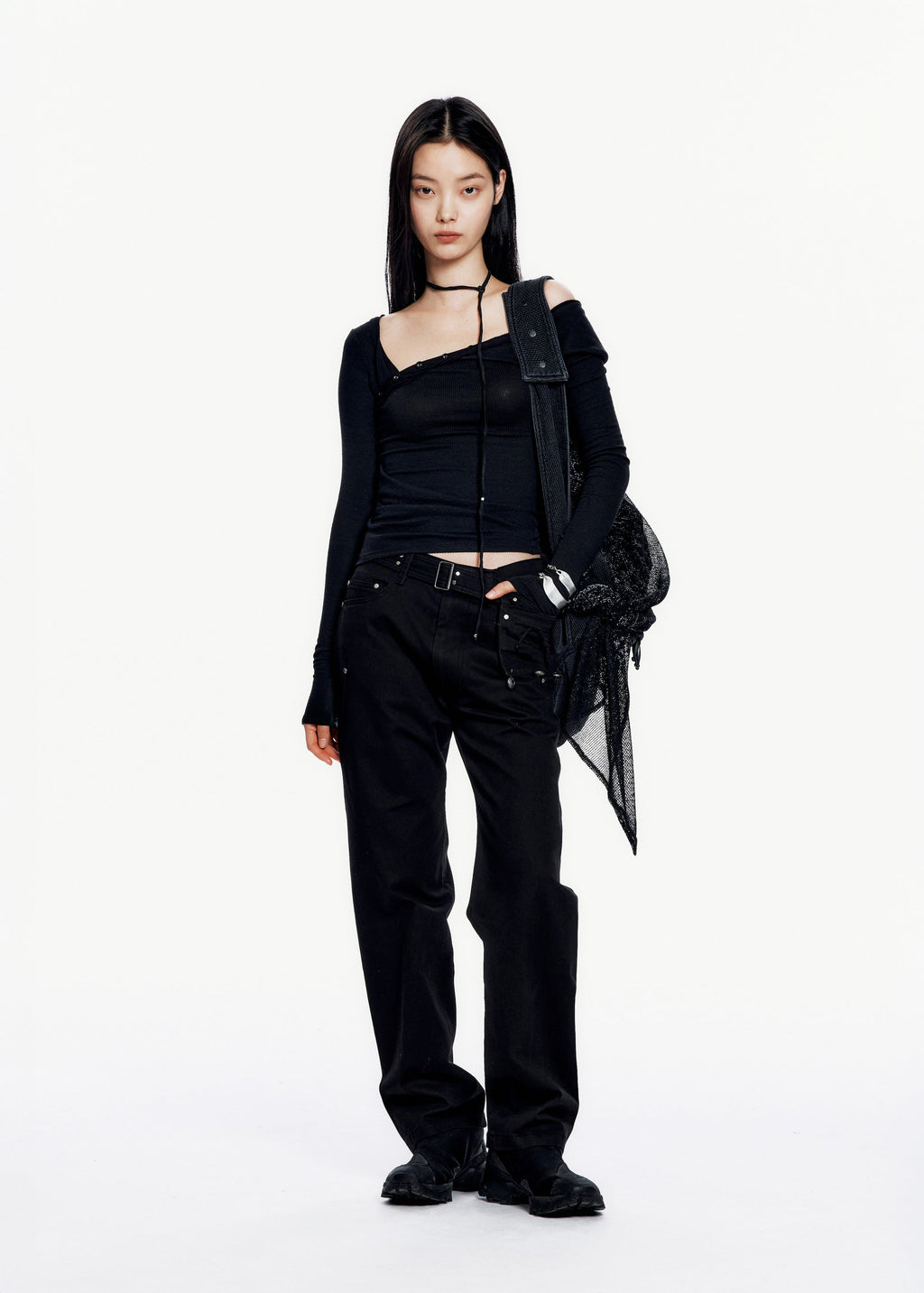 Hyein Seo - Twisted Long Sleeve w/ Necklace (Black) product image 2 | TRAB K-Fashion Australia
