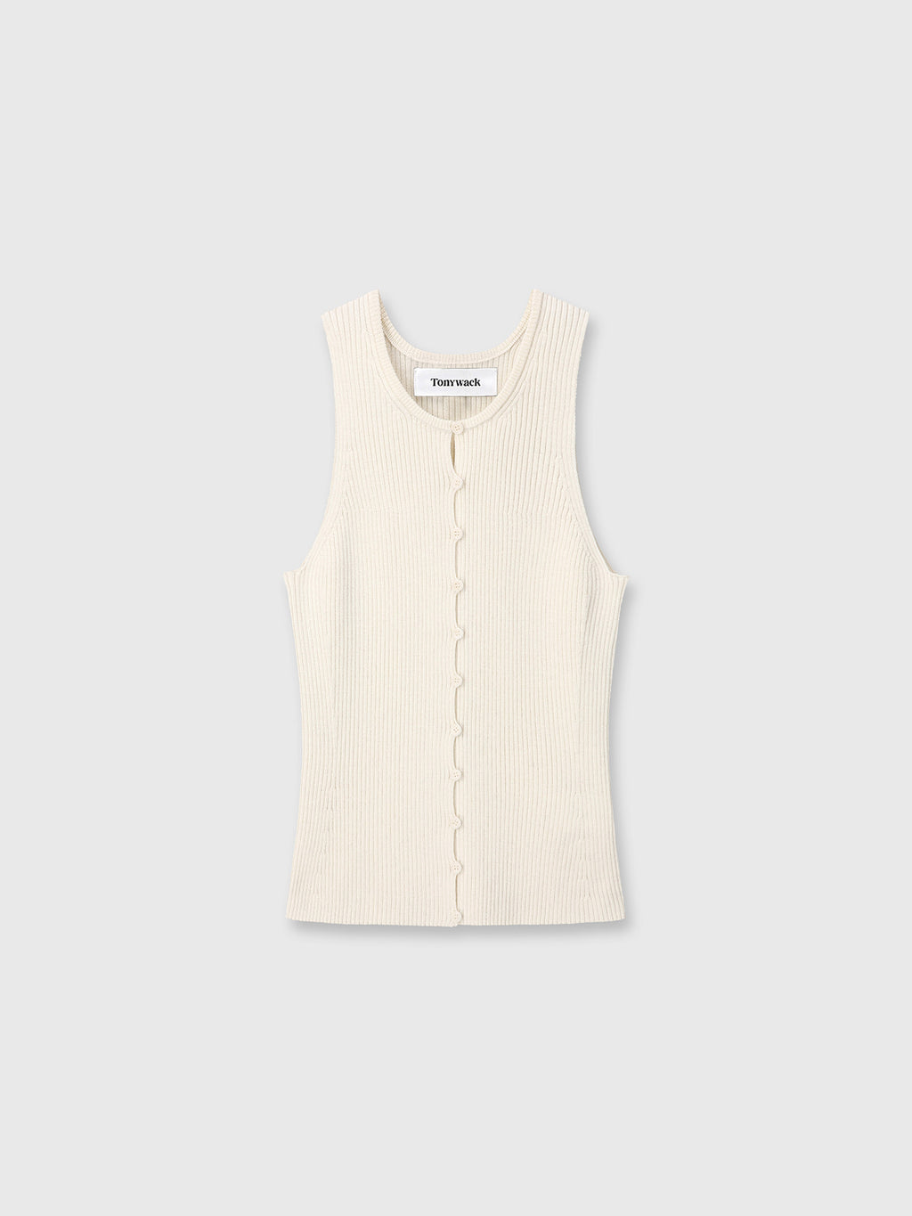 Tonywack - Button Ribbed Sleeveless Cardigan (Ivory) product image 7 | TRAB K-Fashion Australia