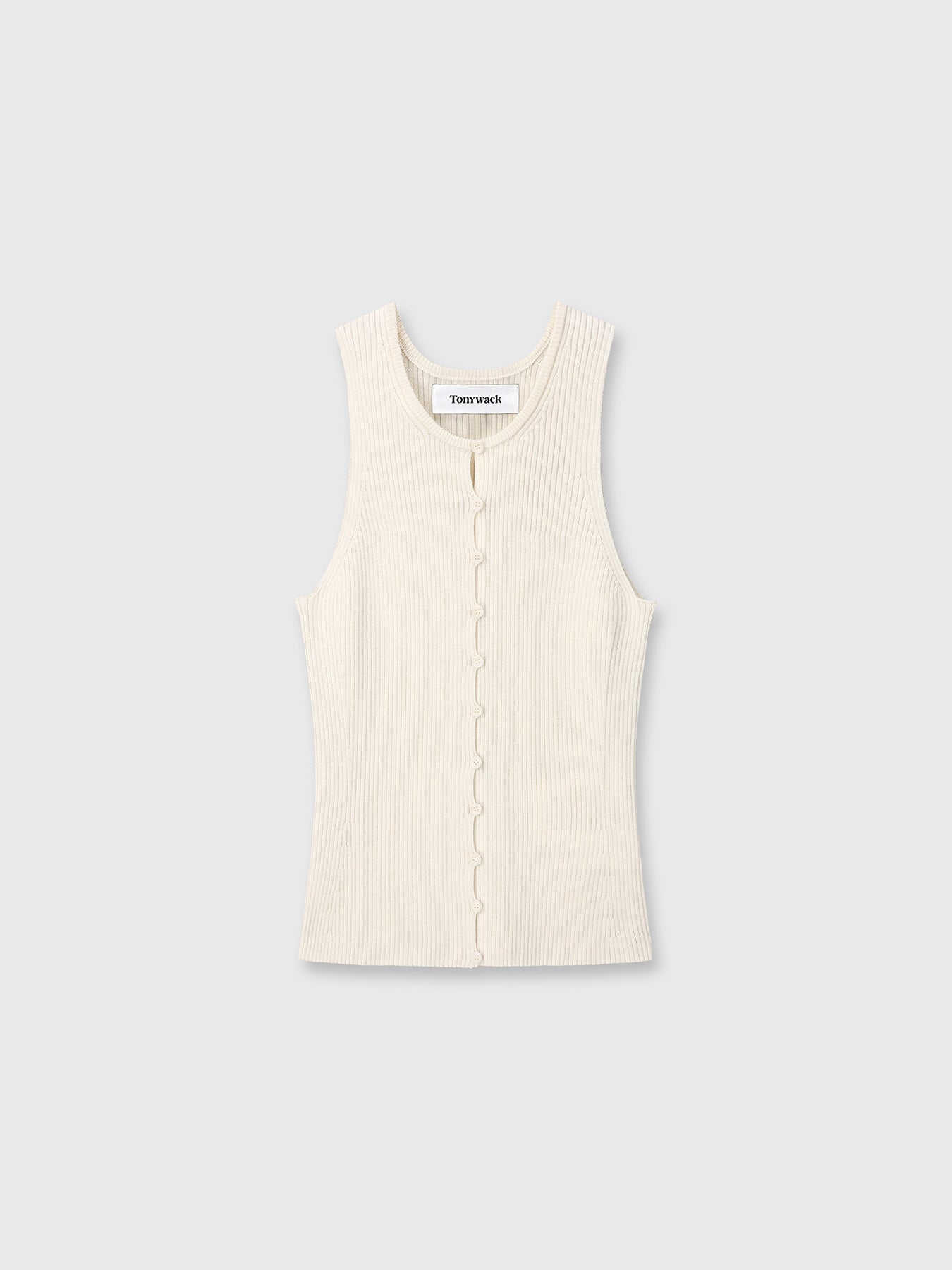 Tonywack - Button Ribbed Sleeveless Cardigan (Ivory) product image 7 | TRAB K-Fashion Australia