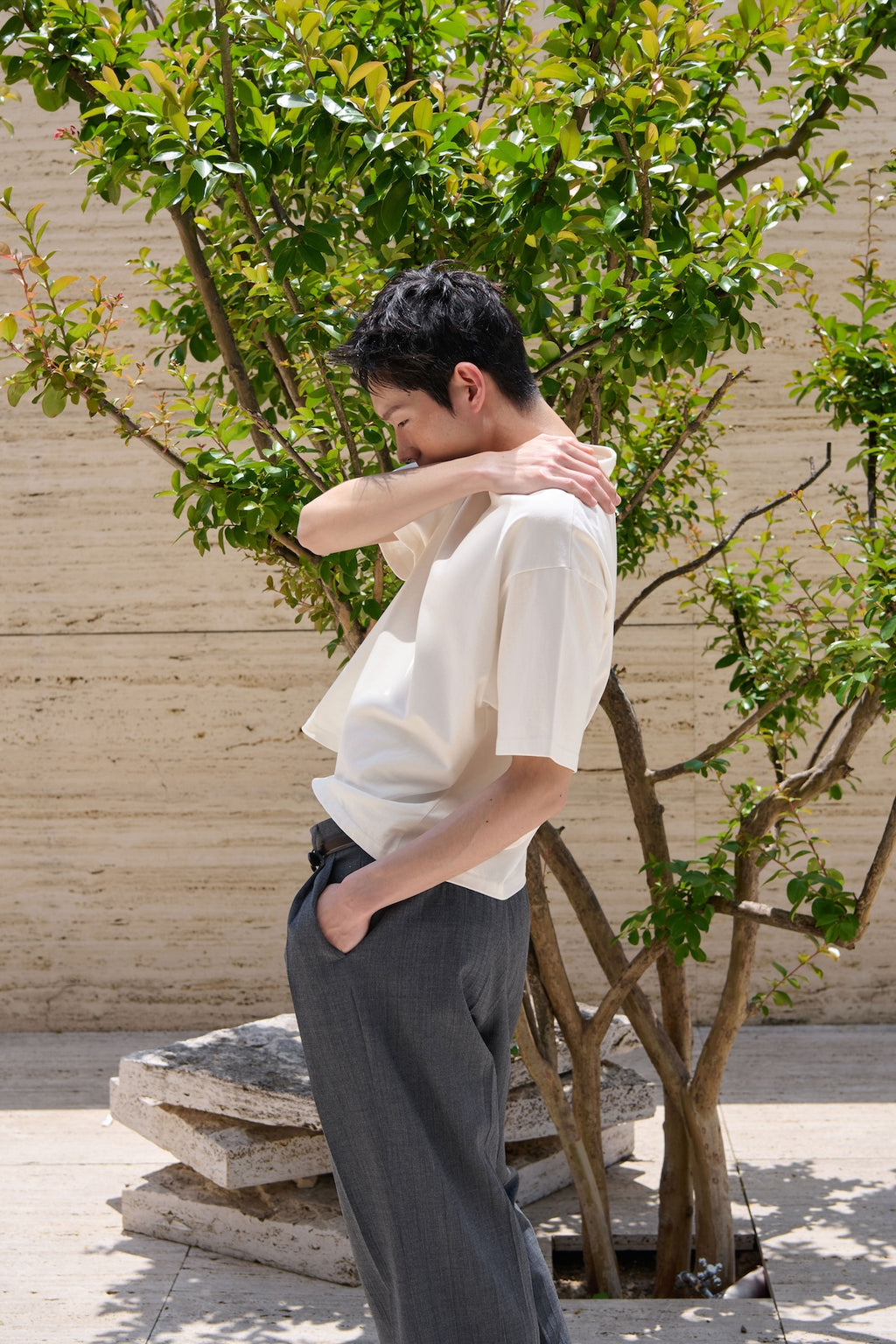 STU - Overlap Crop T-shirt (Ivory) product image 7 | TRAB K-Fashion Australia