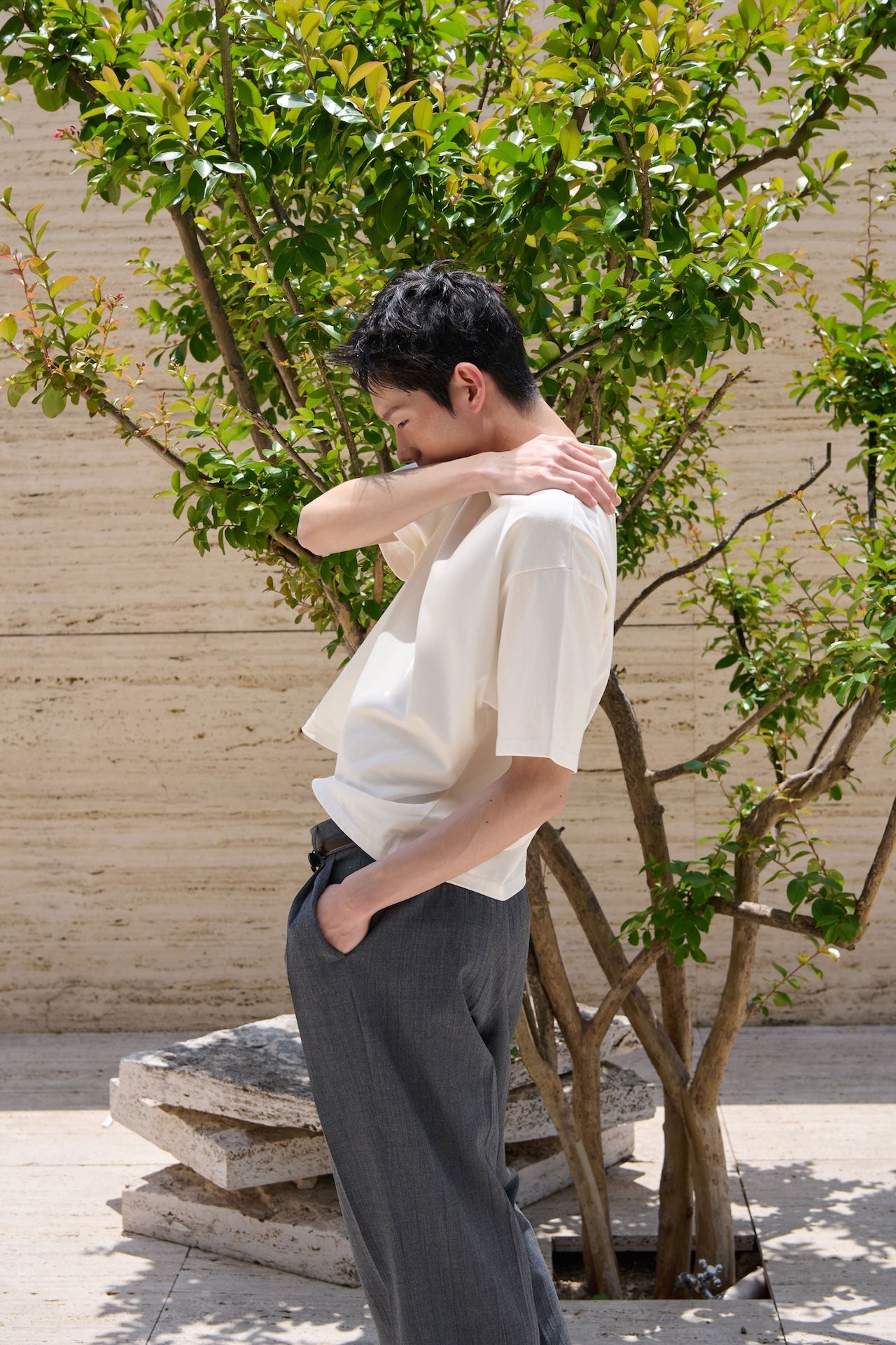 STU - Overlap Crop T-shirt (Ivory) product image 7 | TRAB K-Fashion Australia