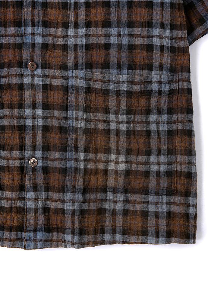 Art if acts - Check Two Pocket Half Shirt (Blue/Brown) product image 15 | TRAB K-Fashion Australia