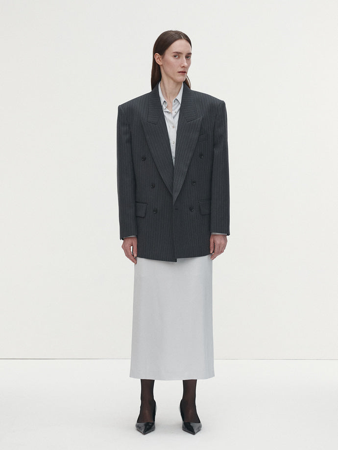 Tonywack - Satin Drawstring Midi Skirt (Silver) product image 3 | TRAB K-Fashion Australia