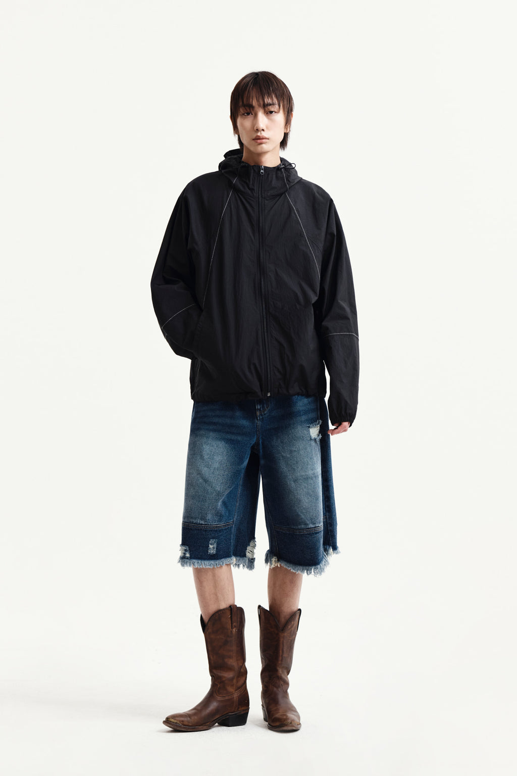 Matin Kim - Back Logo Hoody Wind Breaker (Black) product image 15 | TRAB K-Fashion Australia