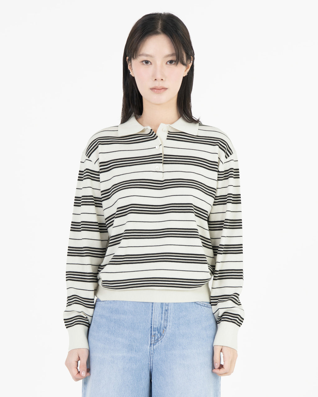 Brownyard - Stripe Knit Pique (Ivory) product image 2 | TRAB K-Fashion Australia