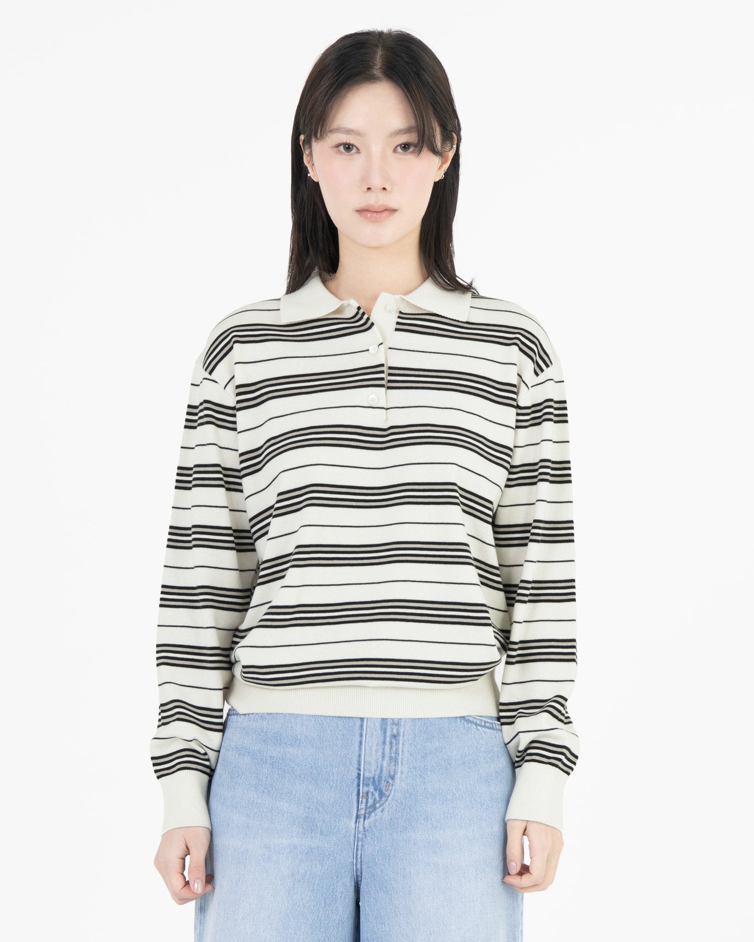 Brownyard - Stripe Knit Pique (Ivory) product image 2 | TRAB K-Fashion Australia
