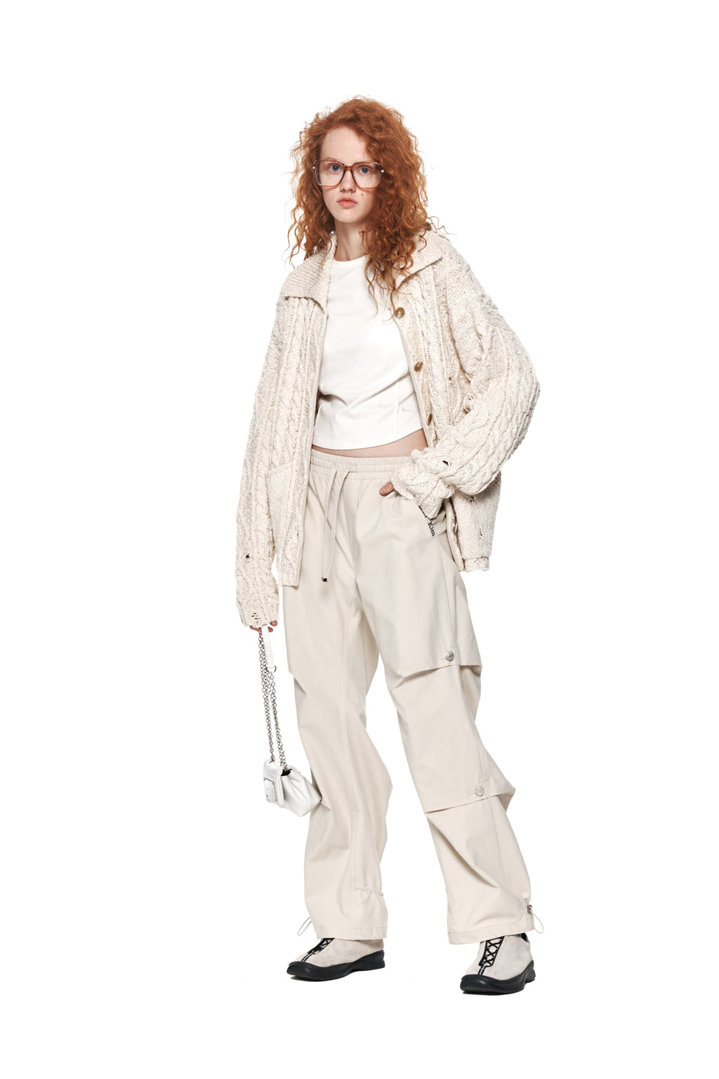 Matin Kim - Damage Cable Cardigan (Ivory) product image 9 | TRAB K-Fashion Australia