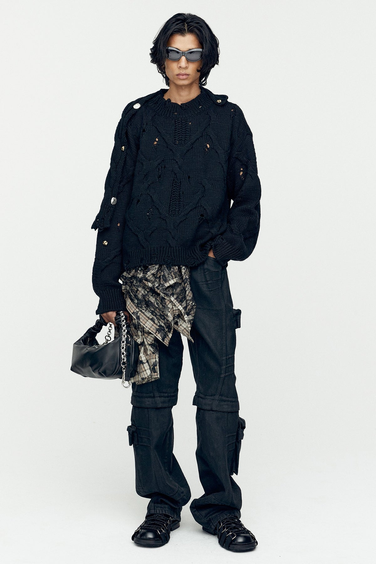 Andersson Bell - Fisherman Button Crew-Neck Sweater (Black) product image 1 | TRAB K-Fashion Australia
