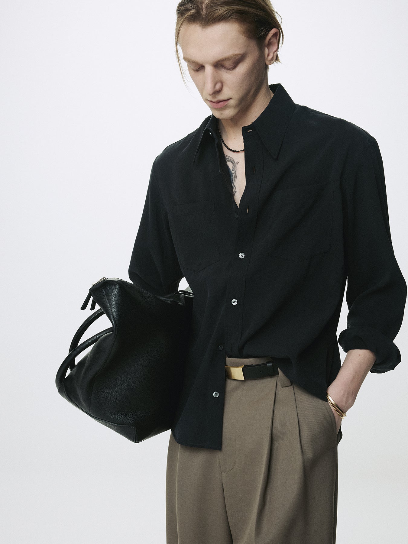 Tonywack - Silk Crepe Shirt (Black) product image 7 | TRAB K-Fashion Australia