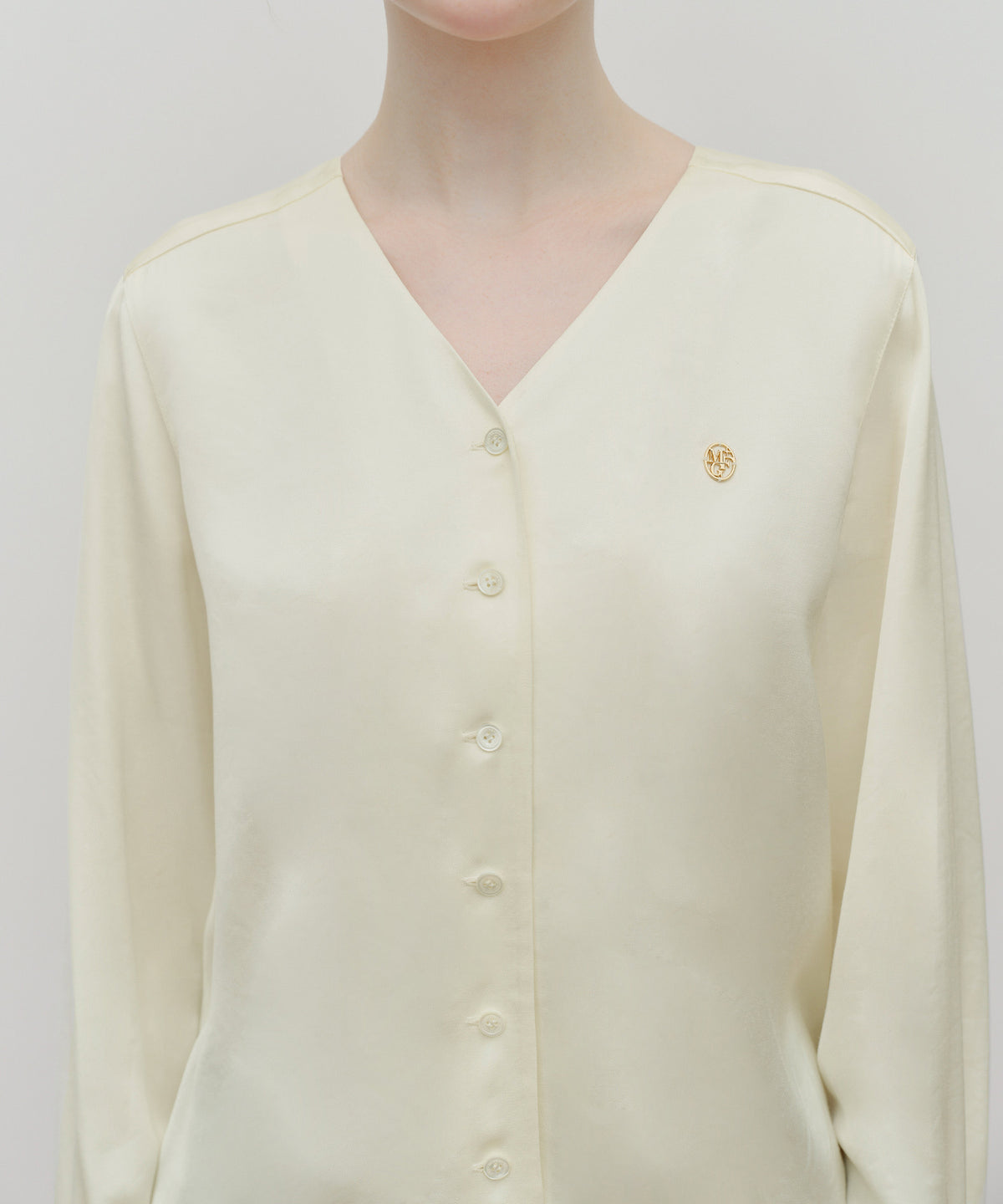Marithe & Francois Girbaud - V-neck Tie Blouse (Ivory) product image 5 | TRAB K-Fashion Australia