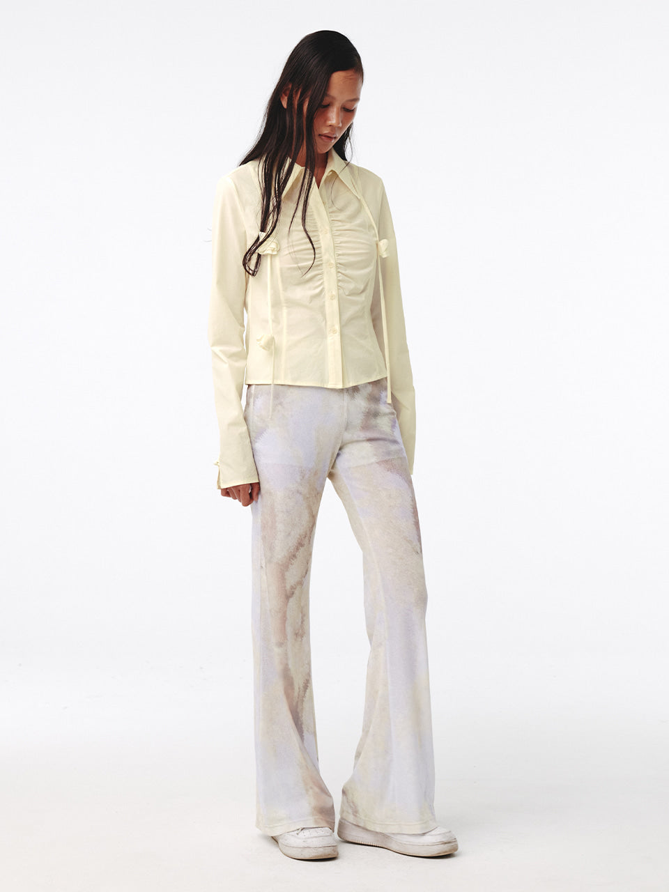Kijun - Corsage Shirring Shirt (Butter) product image 3 | TRAB K-Fashion Australia