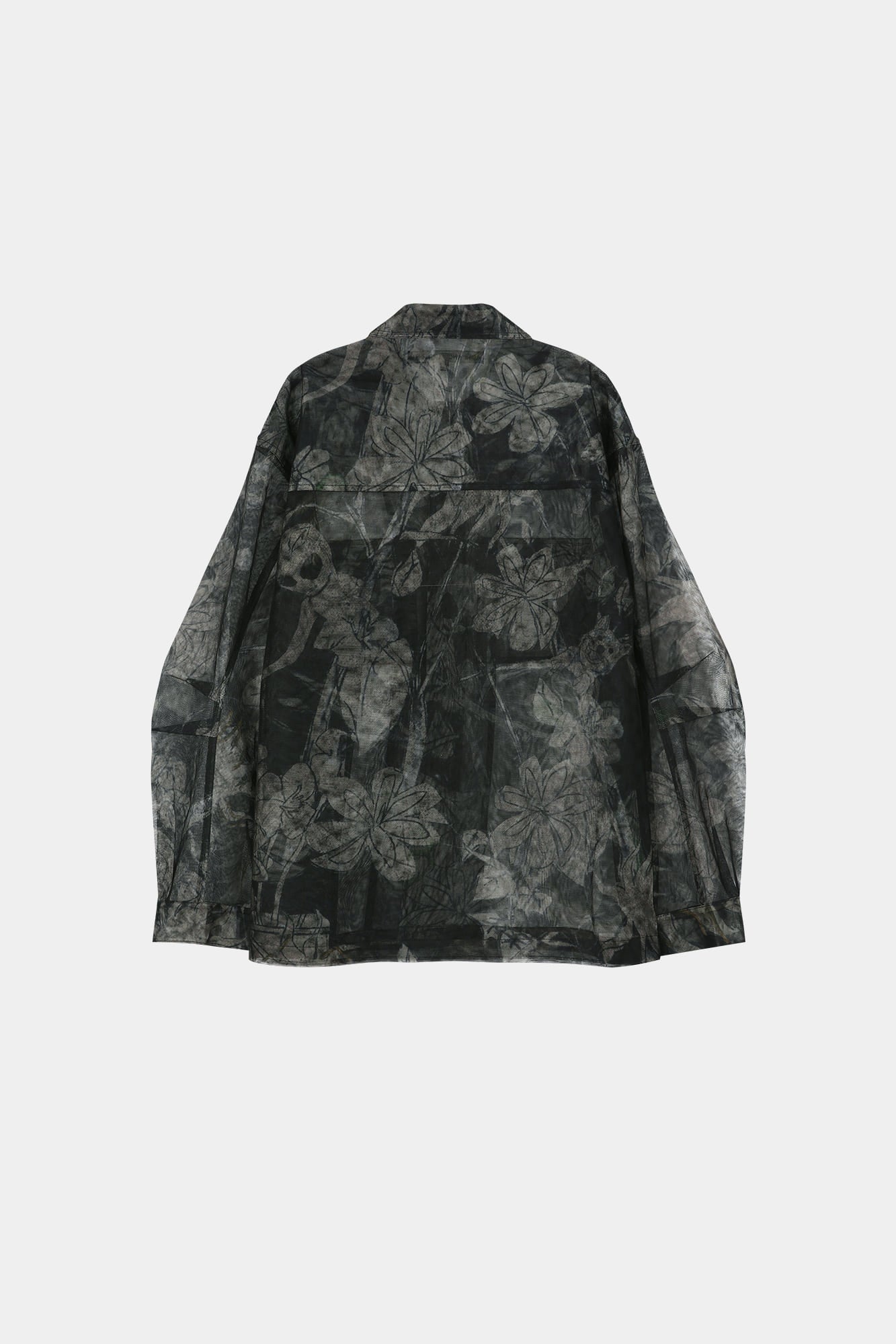 Andersson Bell - Karim Sheer Flower Printed Over Shirt (Black/Beige) product image 11 | TRAB K-Fashion Australia
