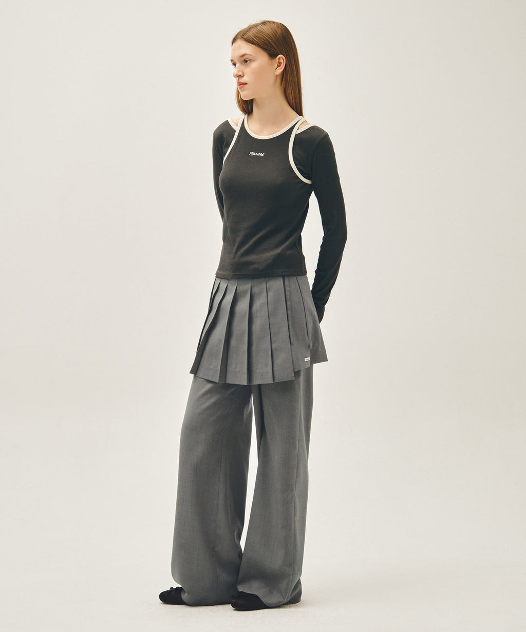 Marithe & Francois Girbaud - Layered Pleats Skirt Pants (Gray) product image 5 | TRAB K-Fashion Australia
