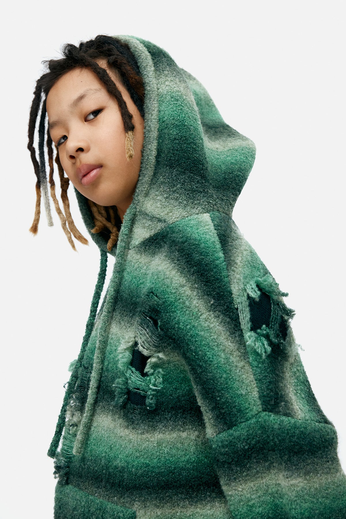 Andersson Bell - Unisex Gradient Distressed Hoodie (Green) product image 6 | TRAB K-Fashion Australia