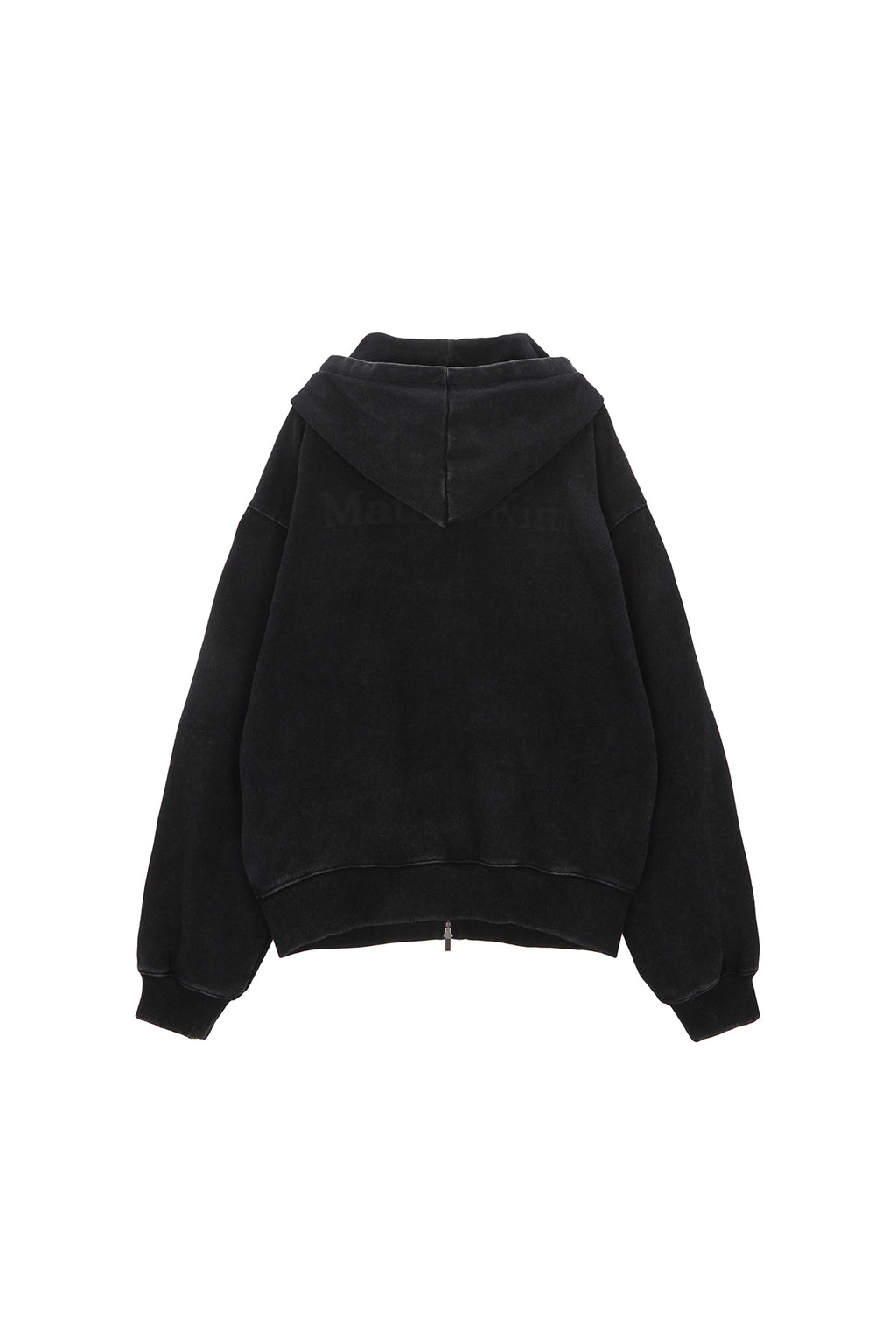 Matin Kim - Pigment Dying Logo Hoody Zip Up (Black) product image 1 | TRAB K-Fashion Australia