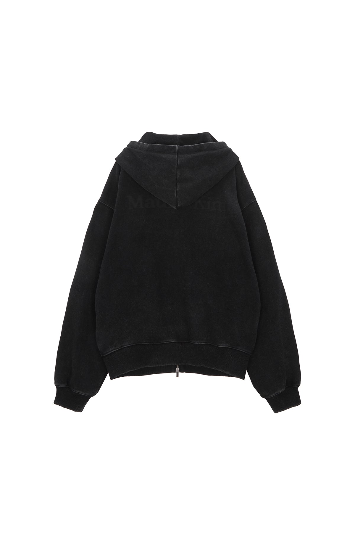 Matin Kim - Pigment Dying Logo Hoody Zip Up (Black) product image 1 | TRAB K-Fashion Australia