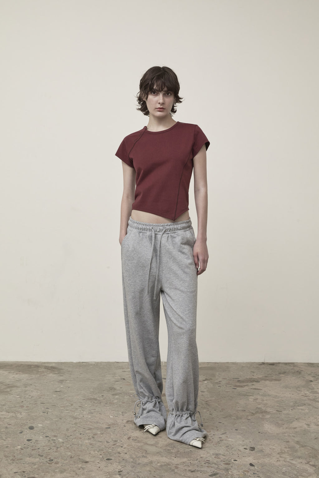 Matin Kim - Twist Point Slim Top (Burgundy) product image 8 | TRAB K-Fashion Australia